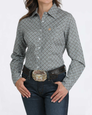 Women Stretch Arena Fit Button-Down Western Shirt
