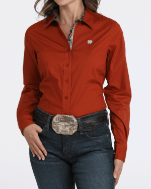 Women Stretch Arena Fit Button-Down Western Shirt