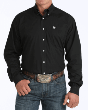 Men s Solid Classic Fit Button-Down Western Shirt