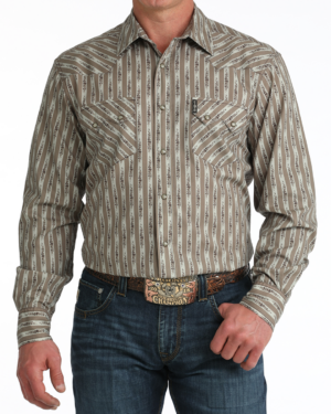 Men Modern Fit Snap Front Western Shirt