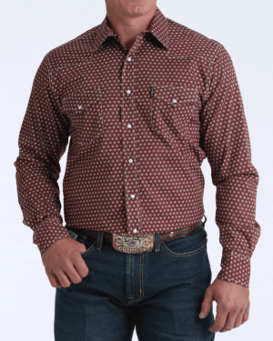 Men Modern Fit Snap Front Western Shirt