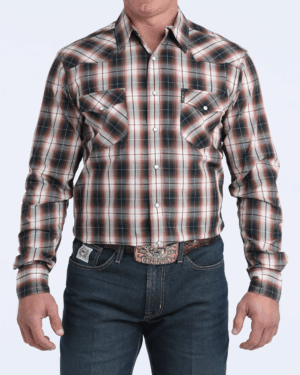 Men Modern Fit Snap Front Western Shirt