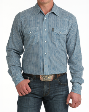 Men Modern Fit Snap Front Western Shirt