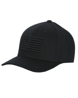 Men s Fitted Flexfit Cap with American Flag - Black on Black
