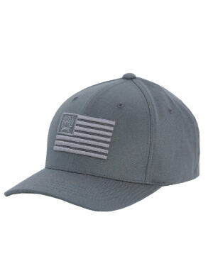 Men s Fitted FlexFit Cap with USA Flag - Gray